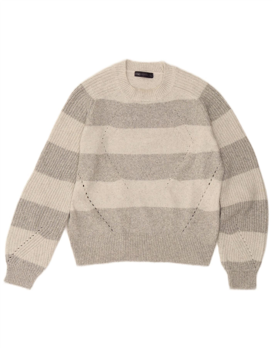 Pulover pentru damă Zara, cu gât turnut, UK 10, poliester cu dungi mici, gri