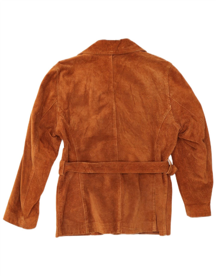Jachetă de piele de piele vintage pentru femei UK 14 maro mediu