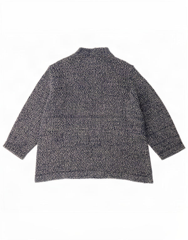 Pulover cardigan deschis pentru femei M&Co, cu mâneci 3/4, Marea Britanie 24 4XL, albastru bleumarin pătat