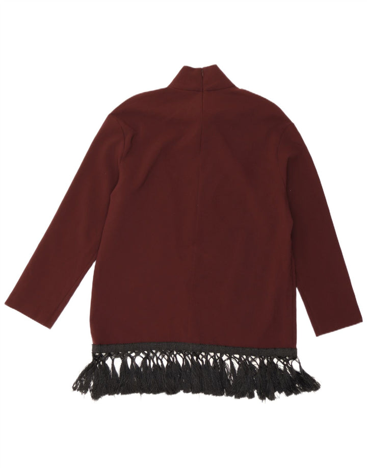 Top cu tunică cu mânecă lungă pentru femei Zara UK 14 Burgundy mediu