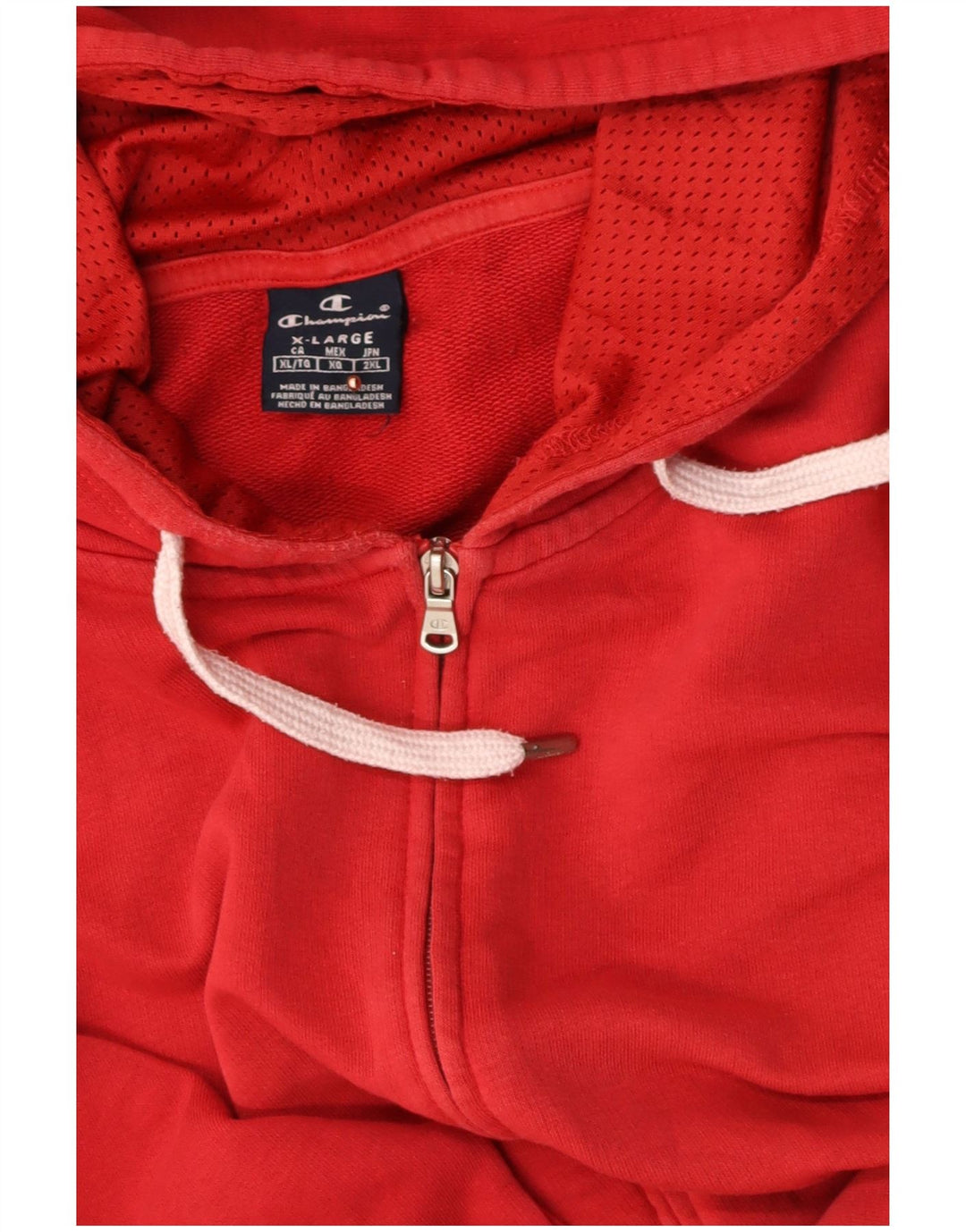 CHAMPION Mens Graphic Zip Hoodie Sweater XL Red