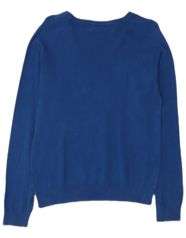 Pulover cu decolteu în V Zara pentru femei UK 18 XL Bumbac albastru