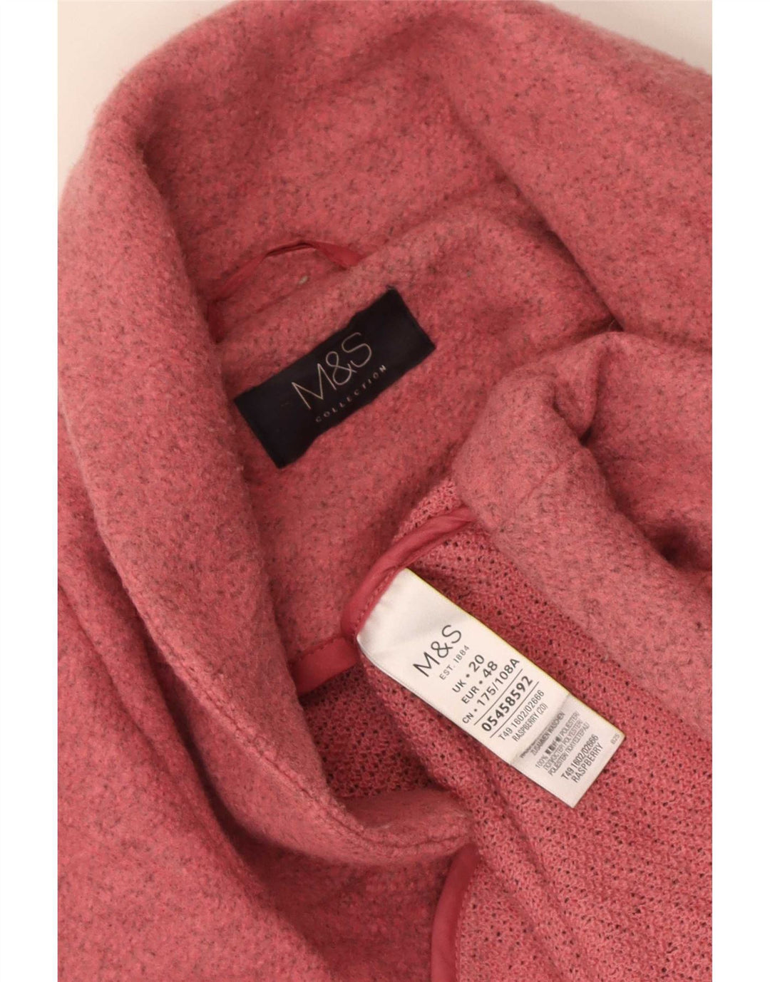 Marks & Spencer pardesiu supradimensionat pentru femei UK 20 2XL roz poliester
