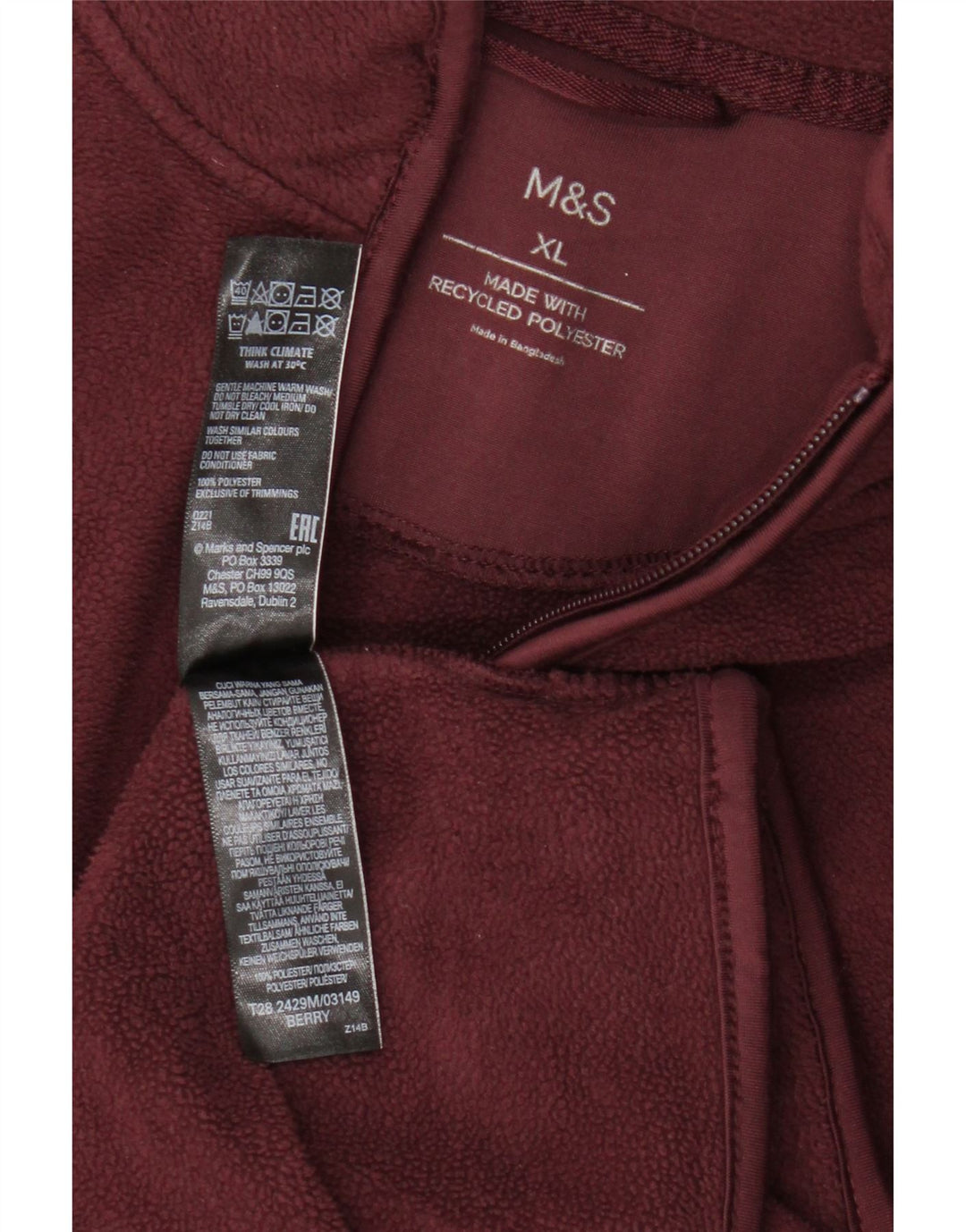 Jachetă polară pentru bărbați Marks & Spencer UK 42 XL Bordeaux Poliester