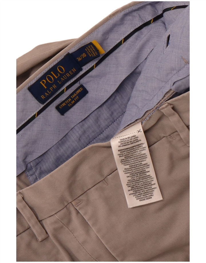POLO RALPH LAUREN Pantaloni de costum slim pentru bărbați W36 L30 bumbac gri