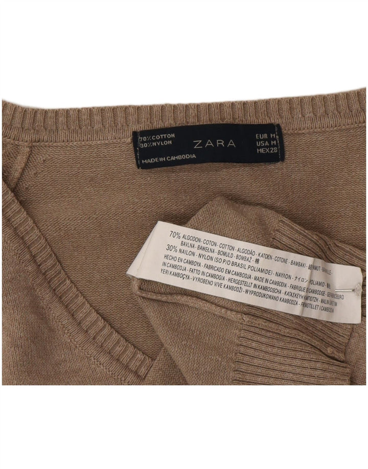 Pulover pentru femeie Zara, cu decolteu în V, UK 12, bumbac gri mediu