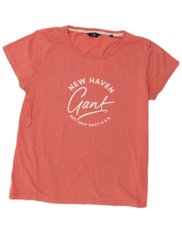 Tricou grafic Gant pentru femei Top UK 14 mare bumbac roz