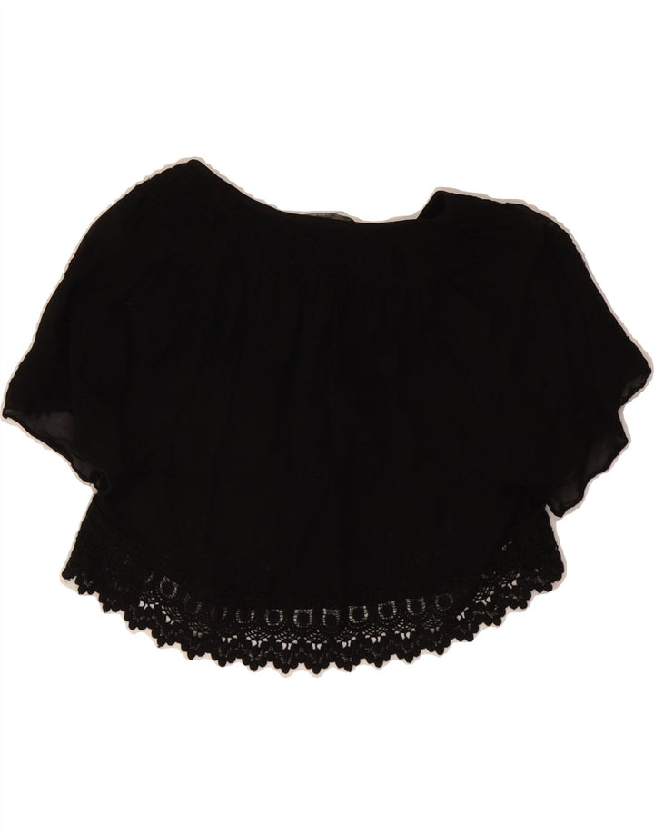 ZARA Womens Crop Blouse Top UK 10 Small Black Cotton Vintage Zara and Second-Hand Zara from Messina Hembry 