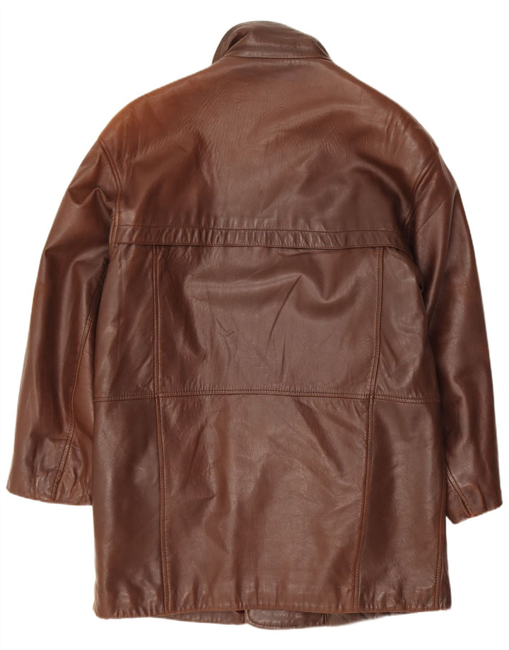 Palton de piele vintage pentru femei UK 14 mare maro