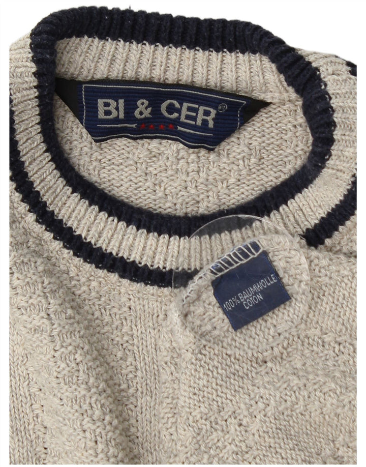 Pulover VINTAGE pentru bărbați cu gât roșu, bumbac XL, gri