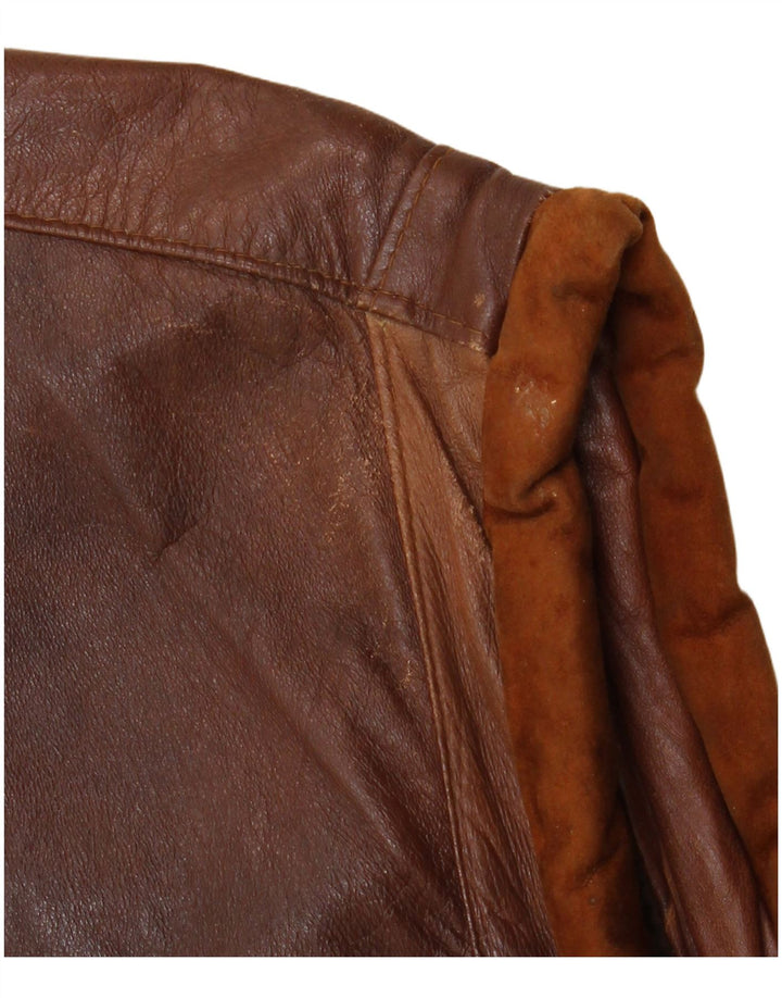 Gilet din piele vintage pentru bărbați UK 40, maro, piele mare