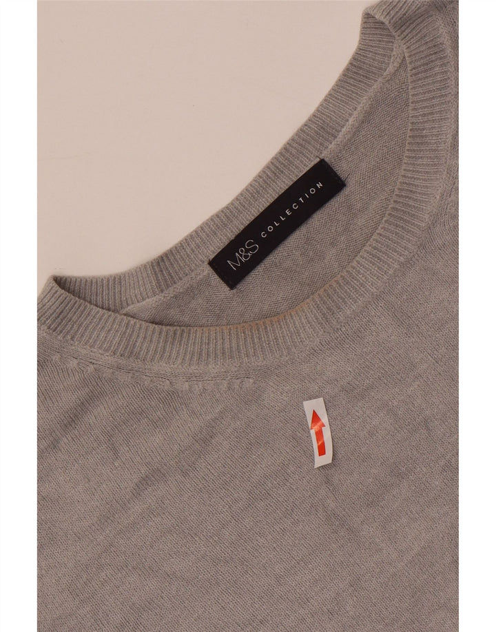 Pulover pentru femei Marks & Spencer cu decolteu triplu UK 14 mare, gri acrilic