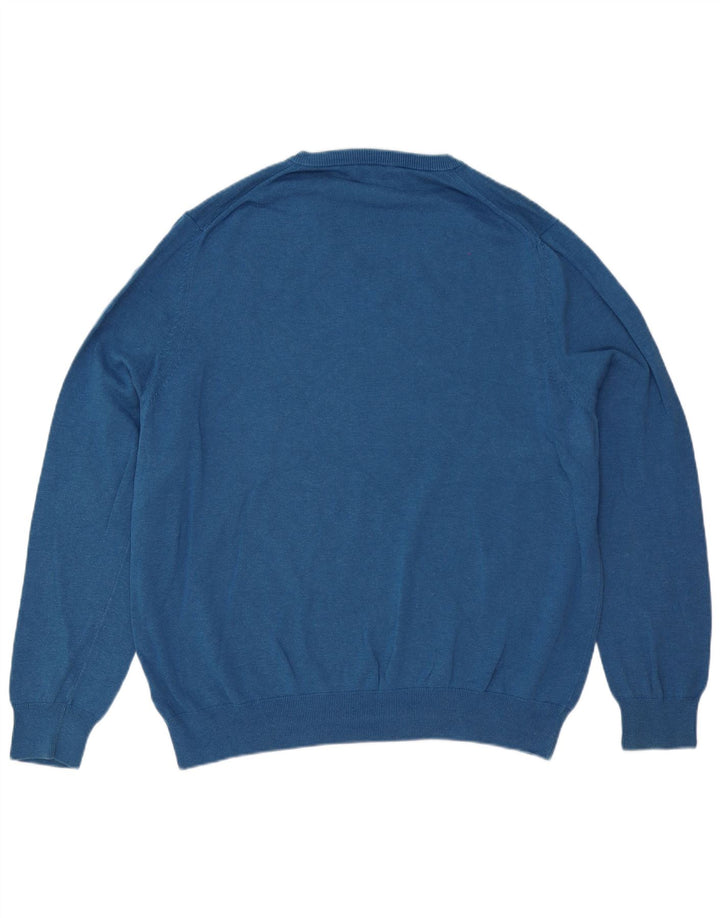 Pulover cu decolteu în V pentru bărbați Marks & Spencer, bumbac albastru 2XL