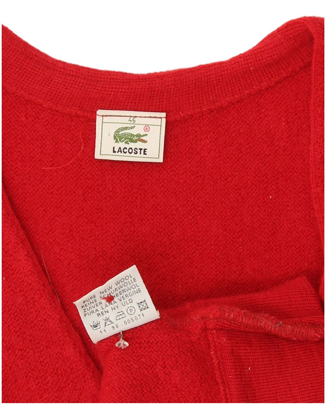 Pulover cardigan pentru femei Lacoste Mărimea 46 XL Lână roșie