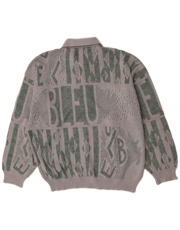 Pulover vintage pentru bărbați cu grafic polo cu gât, bumbac XL, gri