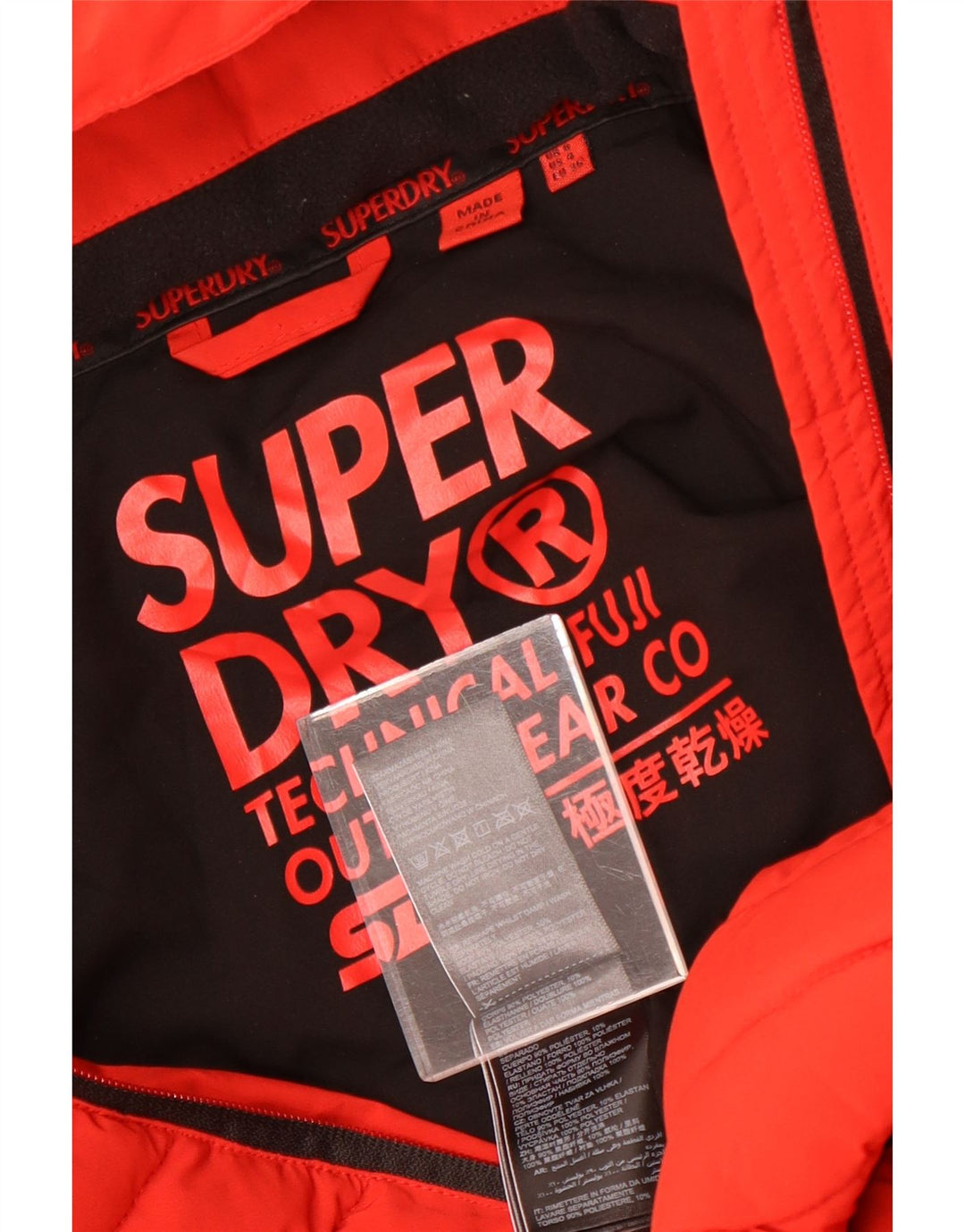 Jachetă căptușită cu glugă Superdry pentru femei UK 8 Small Red Poliester
