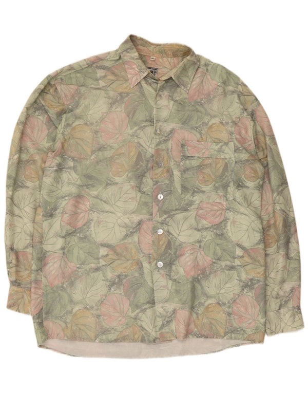 Cămașă Vintage pentru bărbați Mărimea 40 Medium Verde Floral