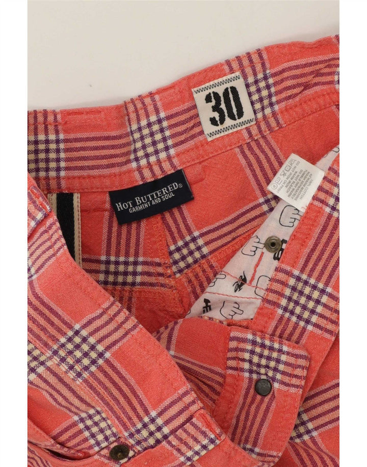 Pantaloni scurți casual vintage pentru bărbați W30, bumbac cu carouri roz mediu