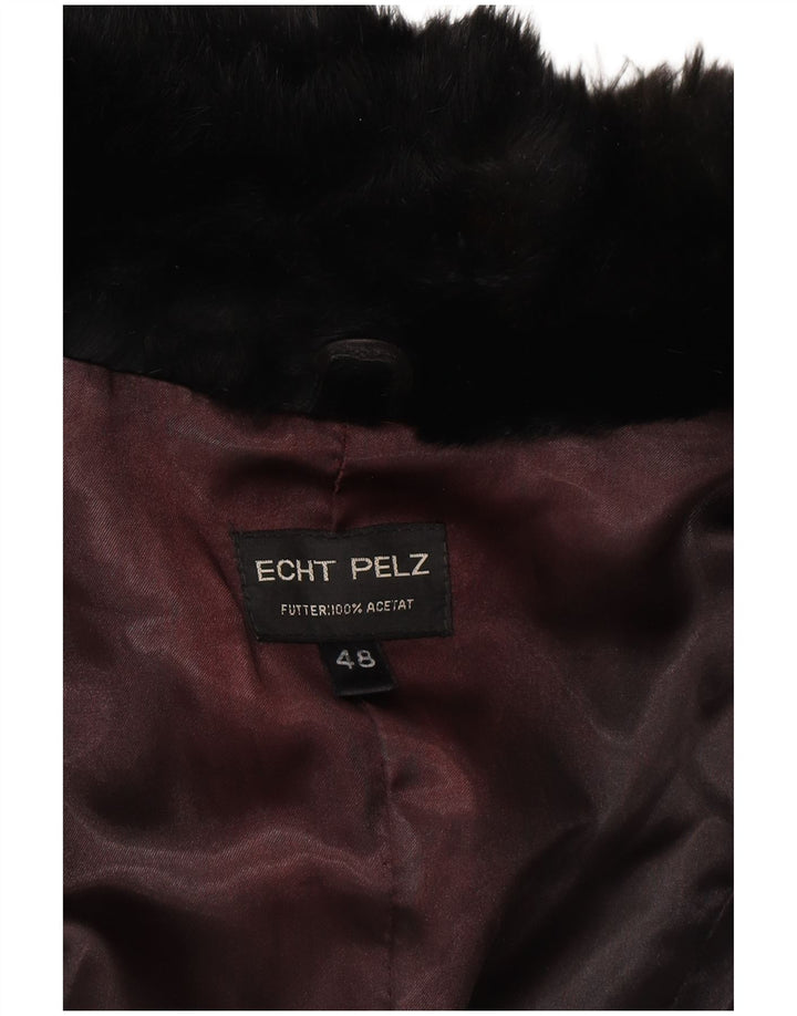 Jachetă vintage de blană pentru femei EU 48 2XL blană adevărată neagră