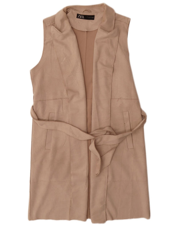 Gilet cu paragate pentru femei Zara UK 16, mare, bej, poliester