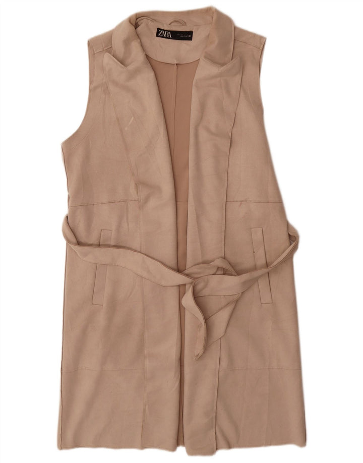 Gilet cu paragate pentru femei Zara UK 16, mare, bej, poliester