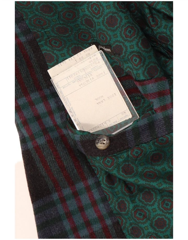 Jachetă Vintage pentru bărbați cu 2 nasturi IT 48 Mediu Lână cu carouri bleumarin