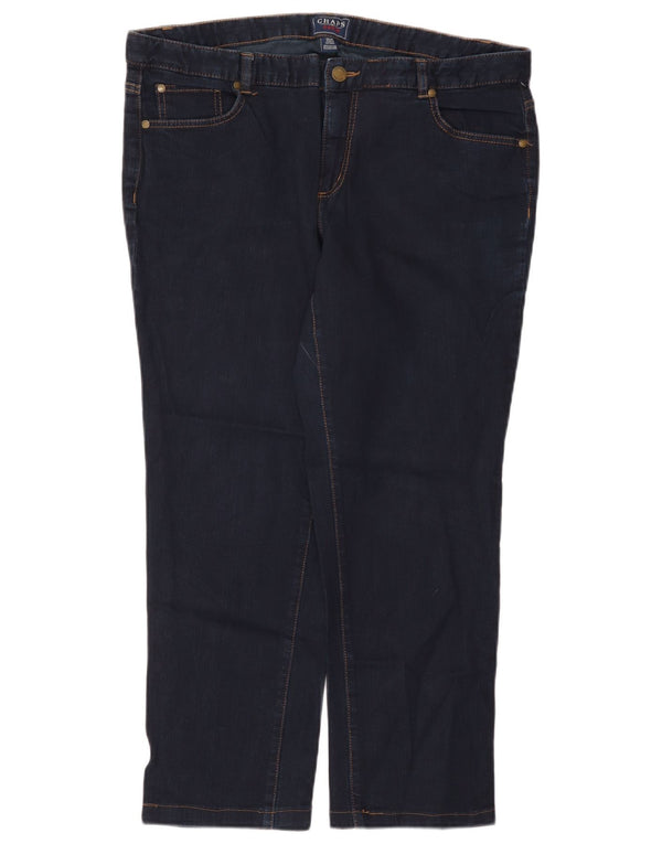 Jeans drepți cu talie înaltă pentru femei Chaps US 16 2XL W36 L26 bleumarin Bumbac