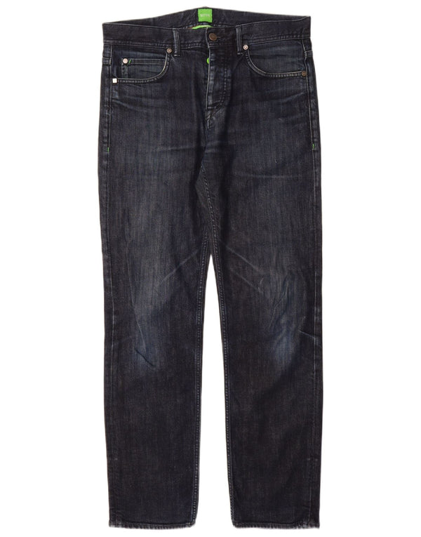 Blugi drepti pentru bărbați HUGO BOSS L32 L32 Bumbac bleumarin