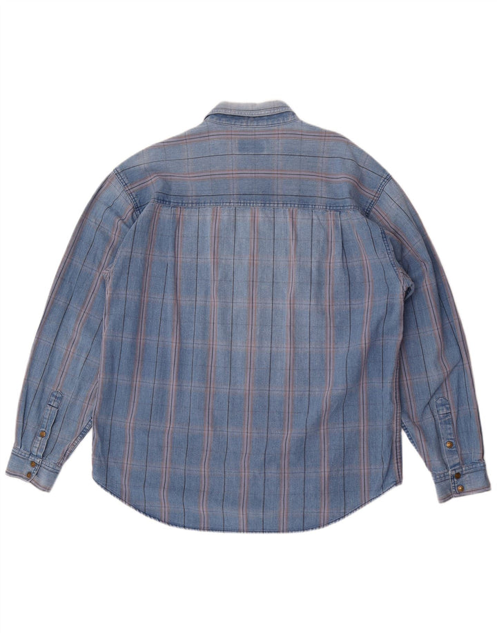 Cămașă Western pentru bărbați Wrangler 2XL, bumbac cu carouri albastre