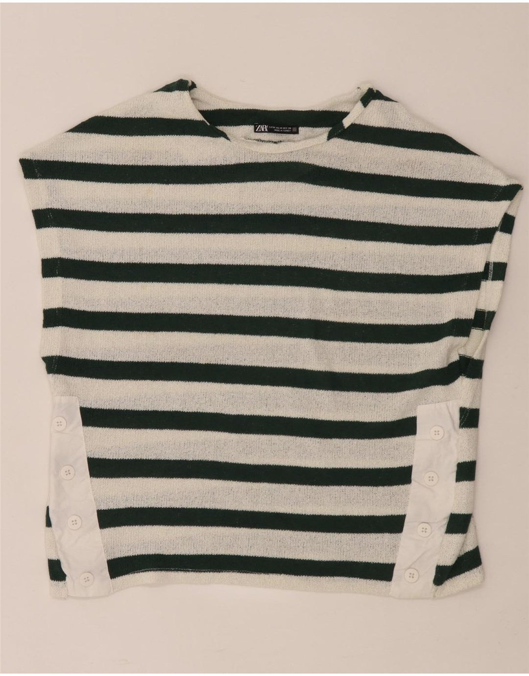 Top tricou pentru femei Zara UK 14 Medium White Striped