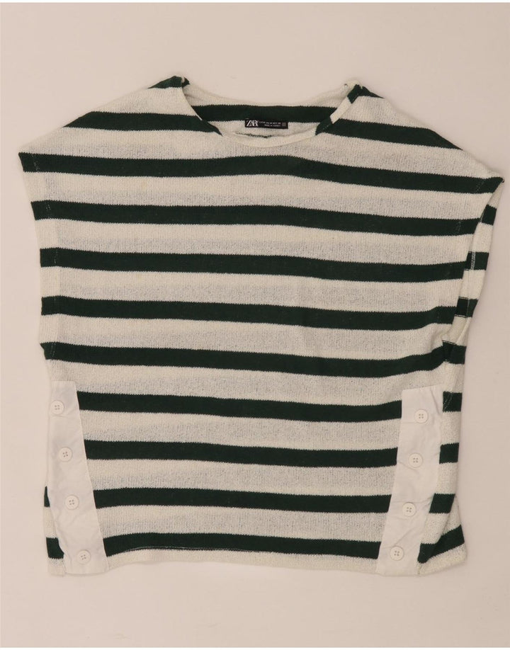 Top tricou pentru femei Zara UK 14 Medium White Striped