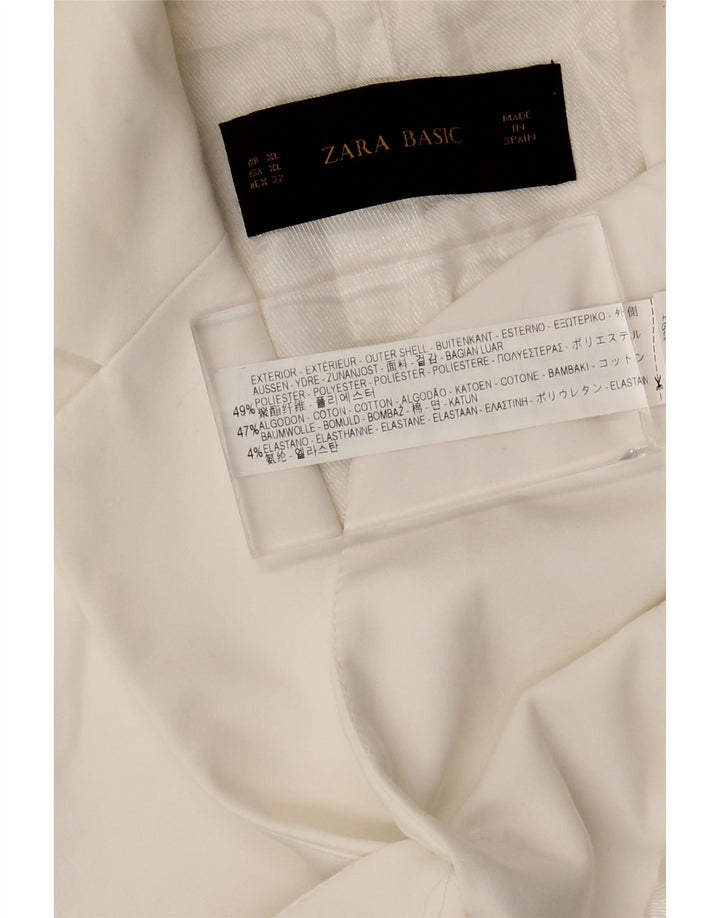 Jachetă ZARA pentru femei cu 1 nasture, UK 18 XL, poliester alb