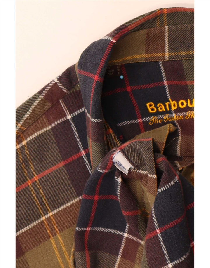 Cămașă de flanel pentru bărbați Barbour, bumbac carouri verde mediu