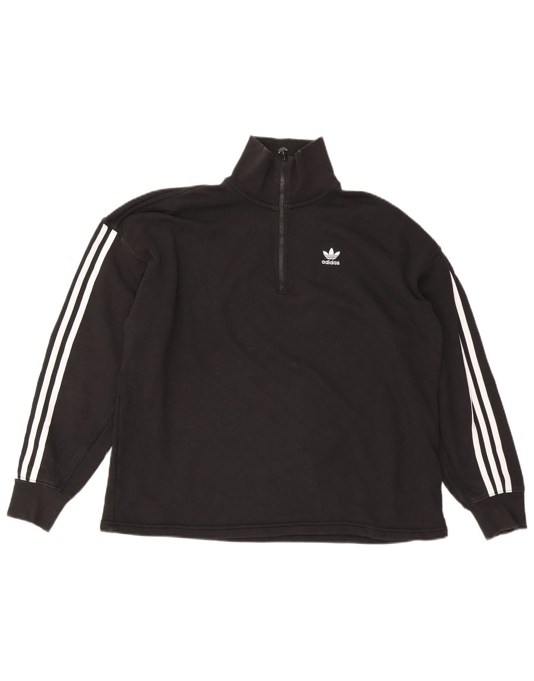 Pulover supradimensionat pentru femei Adidas UK 10 Bumbac negru mic