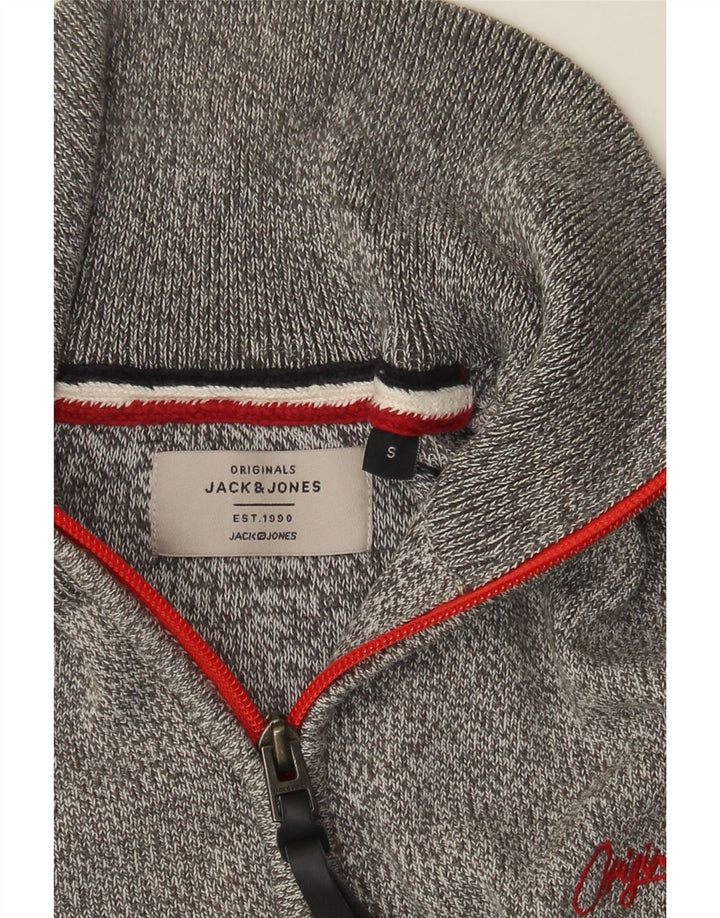 Pulover Jack & Jones pentru bărbați, cu fermoar, cu gât, mic, gri pete