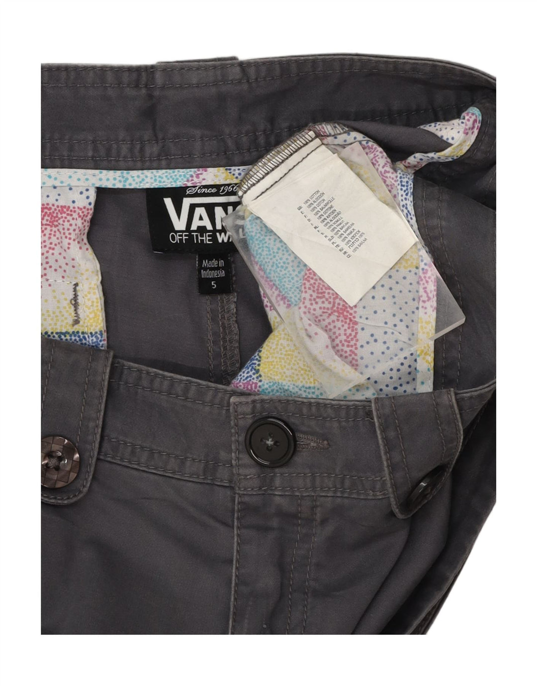 VANS Womens Hot Pants US 5 Medium W30  Grey Cotton Vintage Vans and Second-Hand Vans from Messina Hembry 
