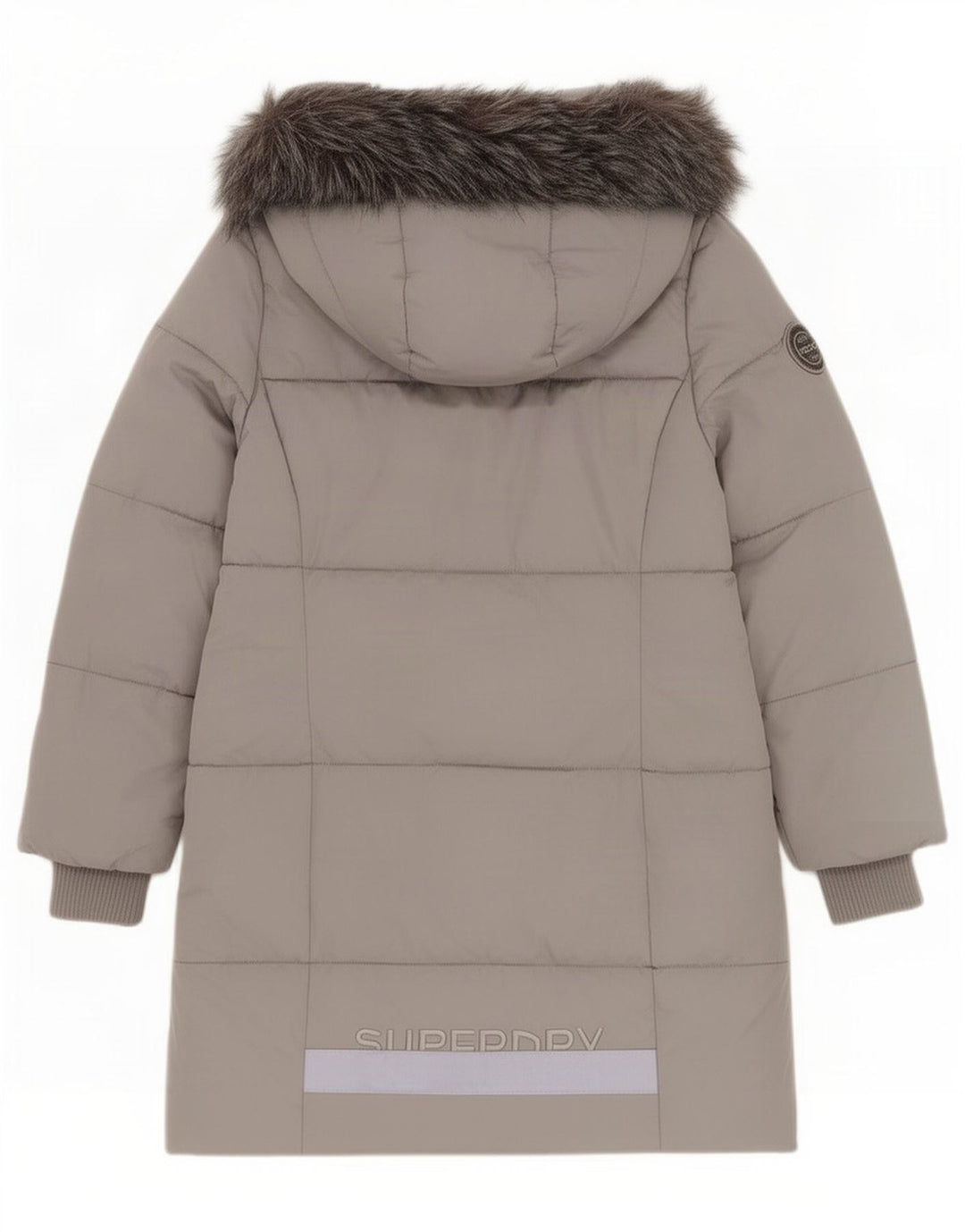 Palton căptușit cu glugă grafic Superdry pentru femei UK 12 Poliester gri mediu