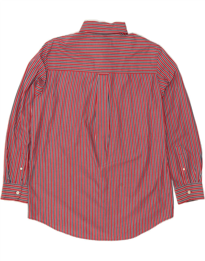 CHAPS Mens Easy Care Shirt Medium Red Pinstripe Cotton Vintage Chaps and Second-Hand Chaps from Messina Hembry 
