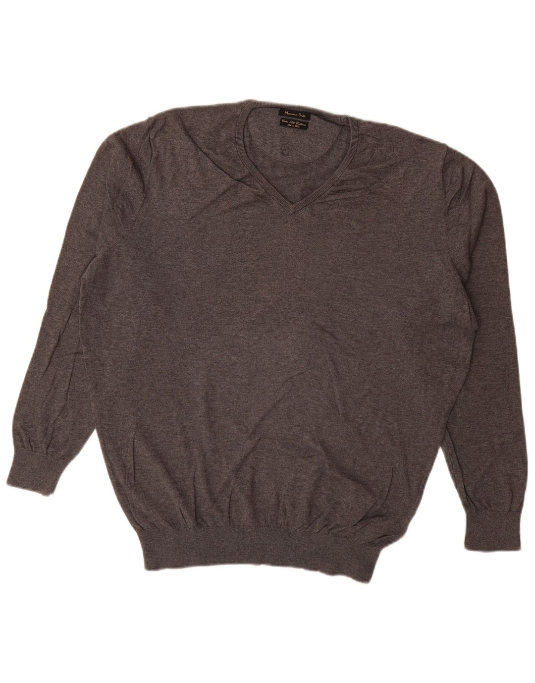 MASSIMO DUTTI Pulover cu decolteu în V pentru bărbați XL bumbac gri