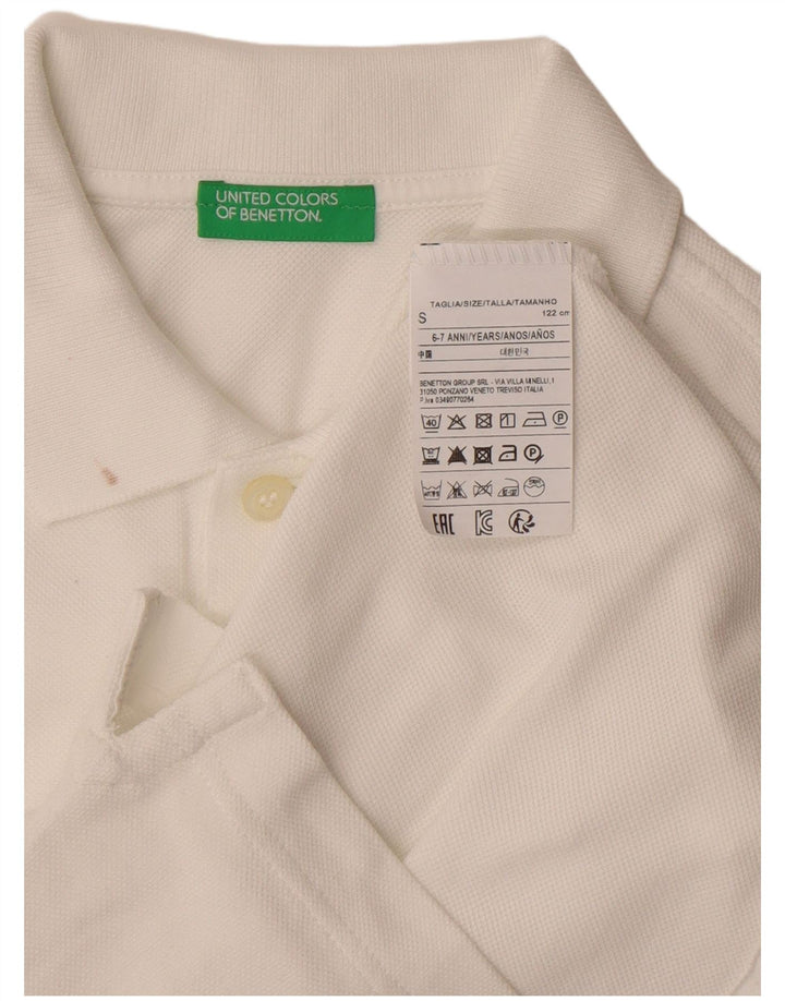 Tricou Polo Benetton Băieți 6-7 Ani Bumbac Alb Mic