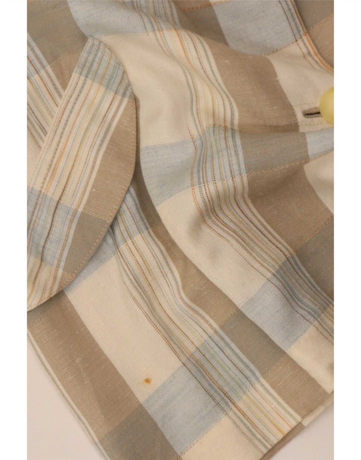 Blazer Vintage pentru femei cu 2 nasturi, UK 14 Medium Beige Check
