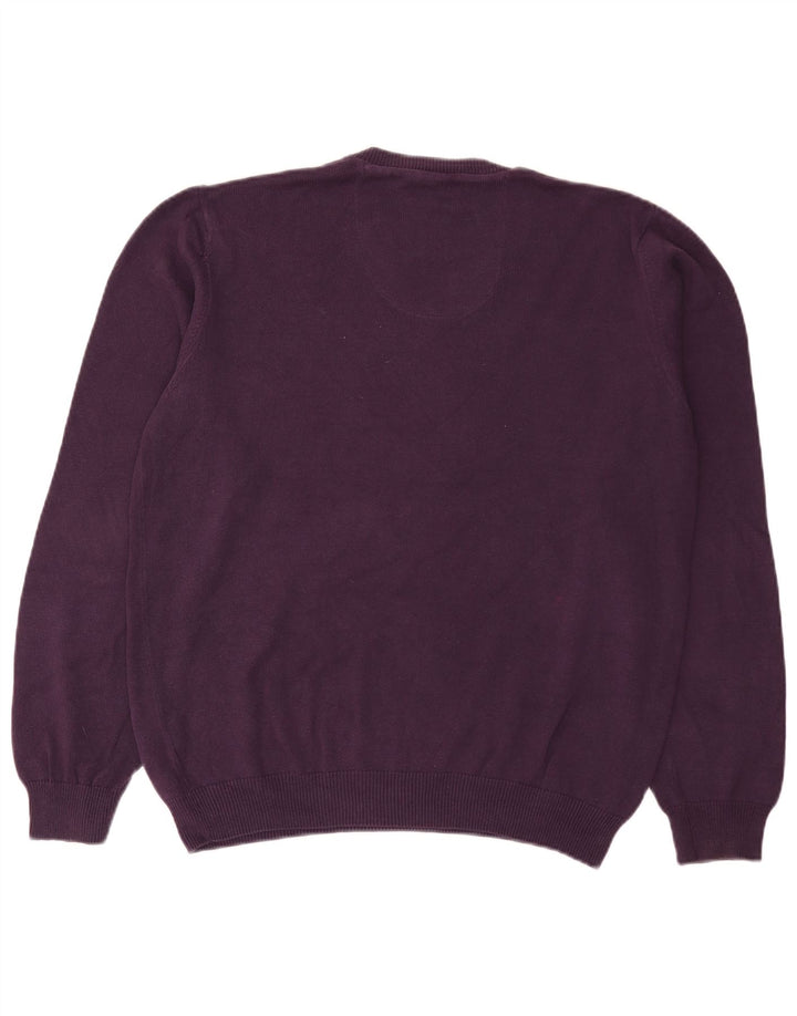 Pulover cu decolteu în V pentru bărbați Marks & Spencer, bumbac violet mediu
