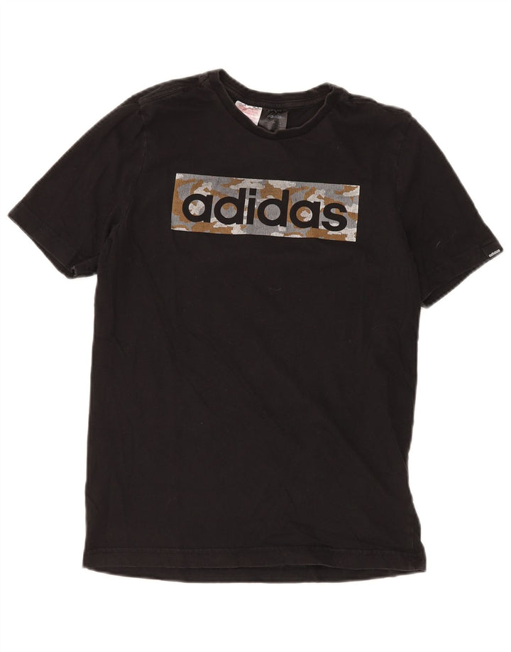 Tricou grafic ADIDAS pentru baieti Top 13-14 ani bumbac negru