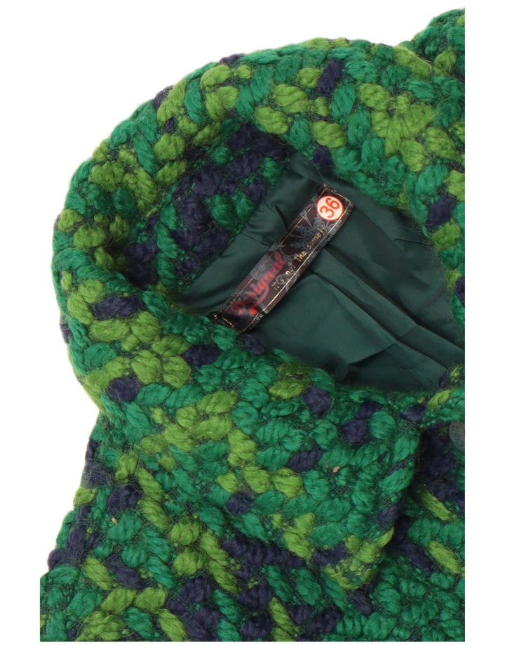 Pardesiu Desigual Femei Tricotat EU 36 Mic Verde Geometric