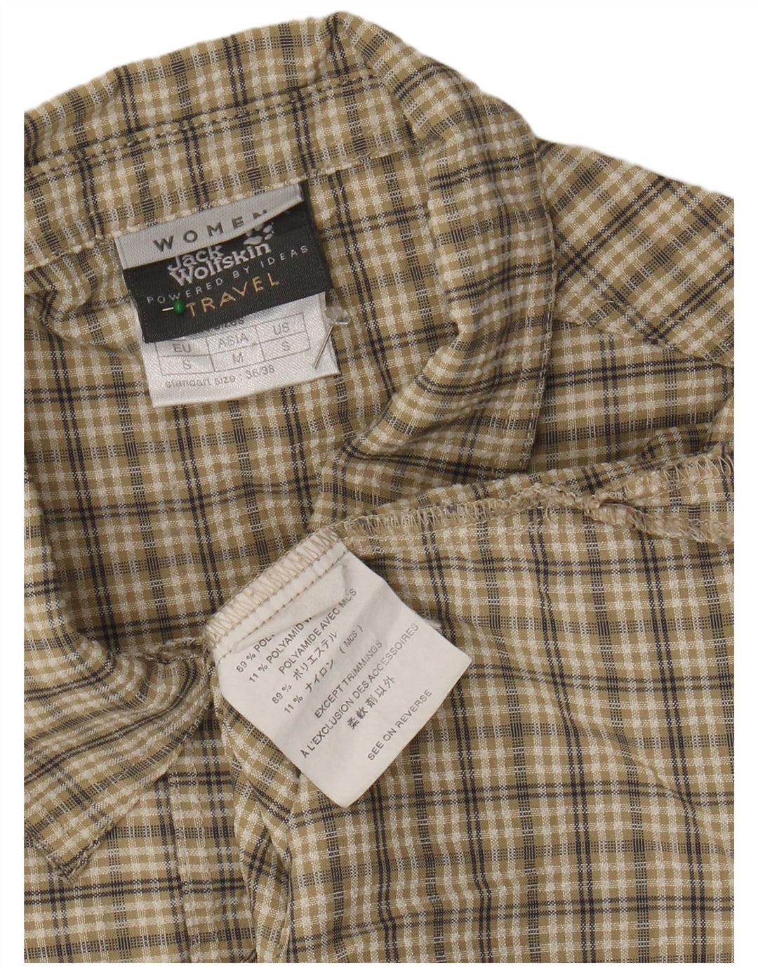 Cămașă fără mâneci pentru femei JACK WOLFSKIN UK 10 Small Beige Check Poliester