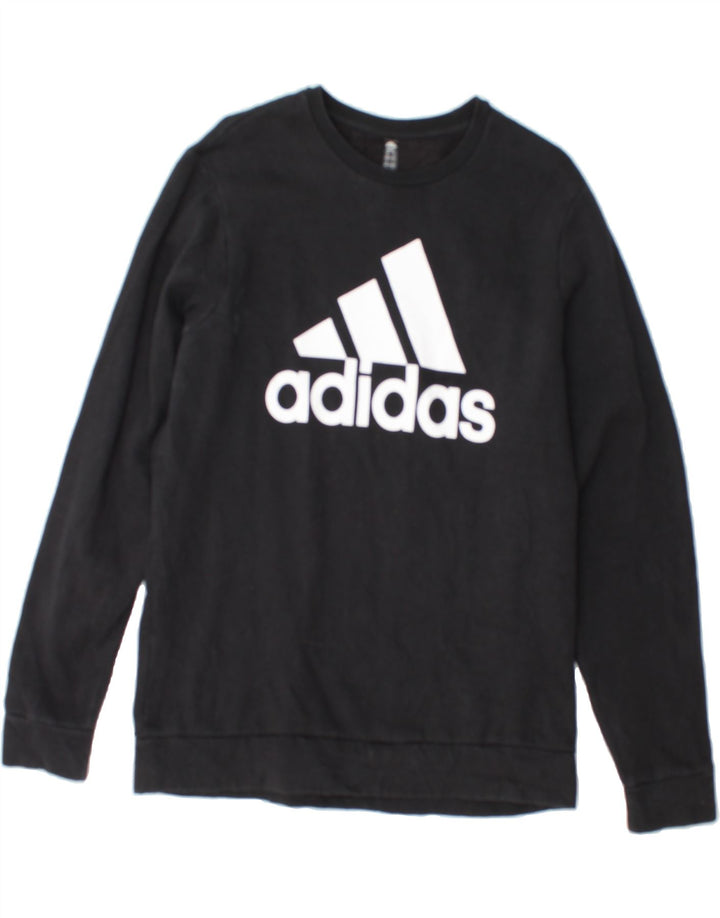 ADIDAS Mens Graphic Sweatshirt Jumper Large Black Vintage Adidas and Second-Hand Adidas from Messina Hembry 