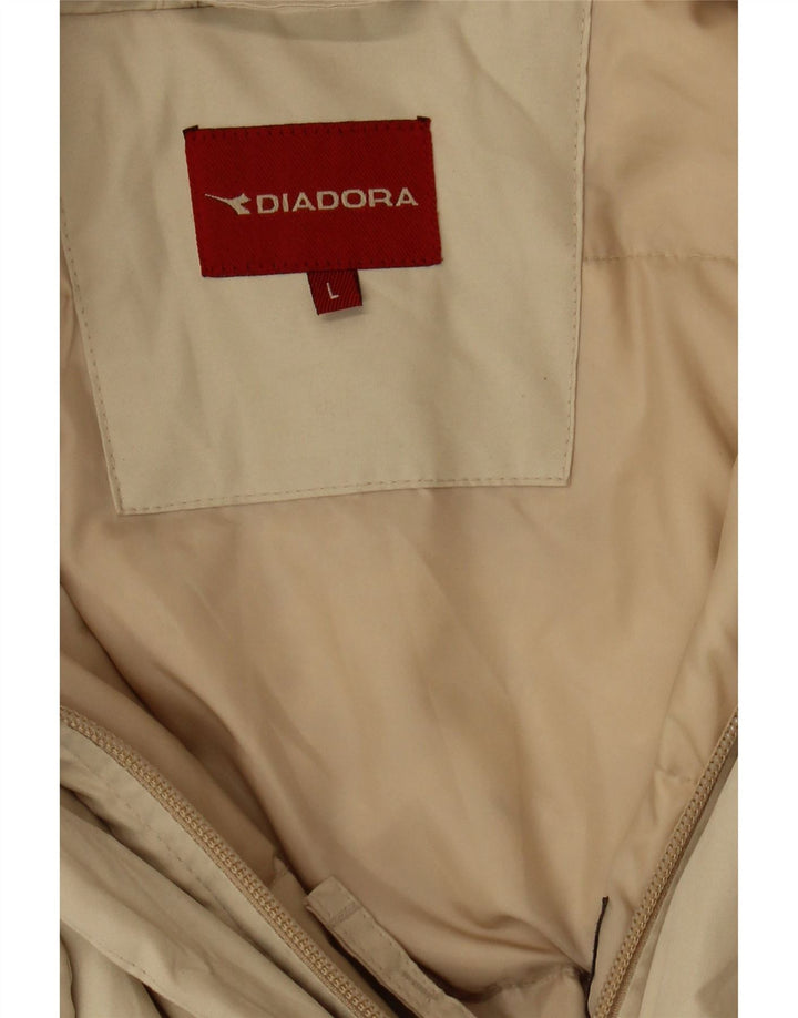 DIADORA Womens Padded Jacket UK 16 Large Beige Vintage Diadora and Second-Hand Diadora from Messina Hembry 