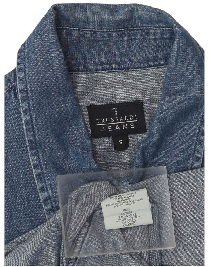Trussardi Jeans Cămașă Denim pentru bărbați Bumbac albastru mic