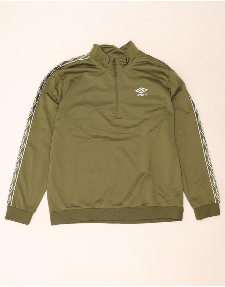 Pulover pentru bărbați Umbro, cu grafic, cu fermoar și gât, XL, poliester verde