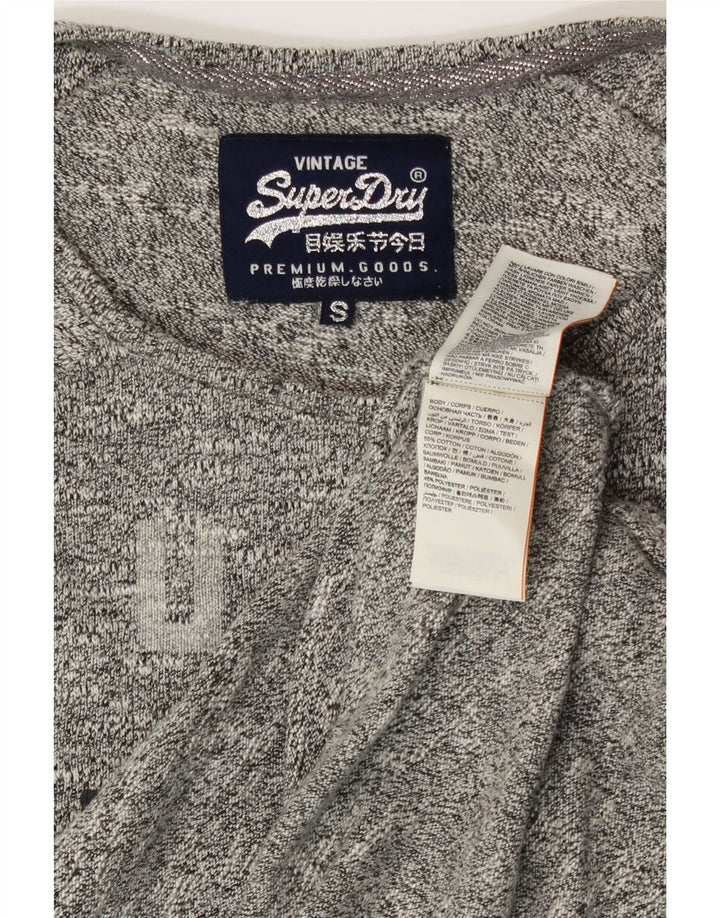 SUPERDRY Top grafic supradimensionat pentru femei cu mânecă lungă UK 10, bumbac gri mic